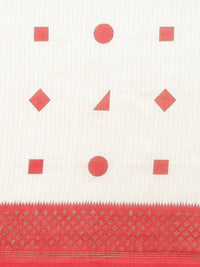 Saree mall Off White & Red Silk Blend Sarees