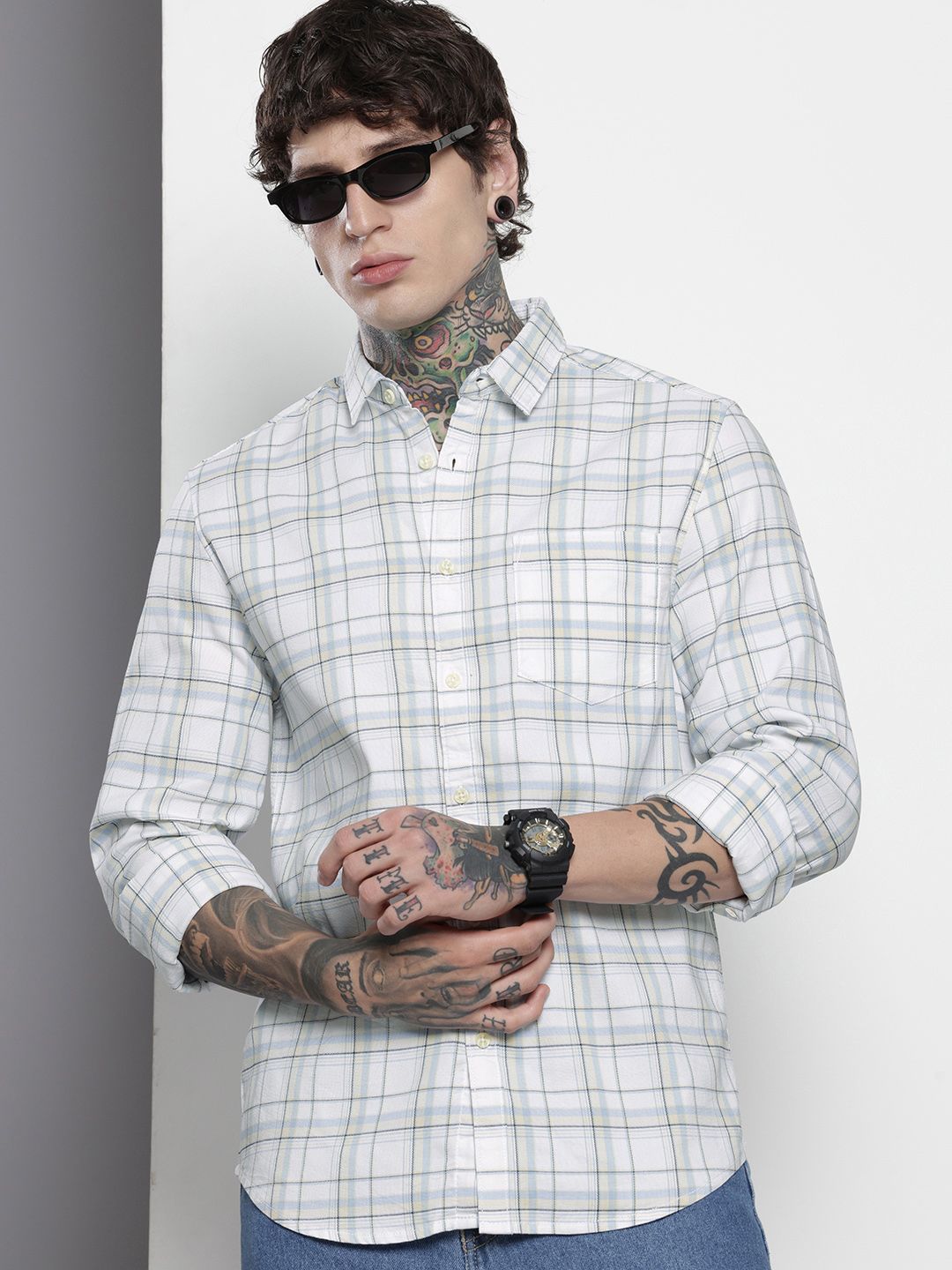 The Indian Garage Co Slim Fit Checked Casual Shirt