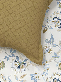 MYTRIDENT Doris Meadow Powder Flat 144TC Queen Cotton 1 Bedsheet with 2 Pillow Covers