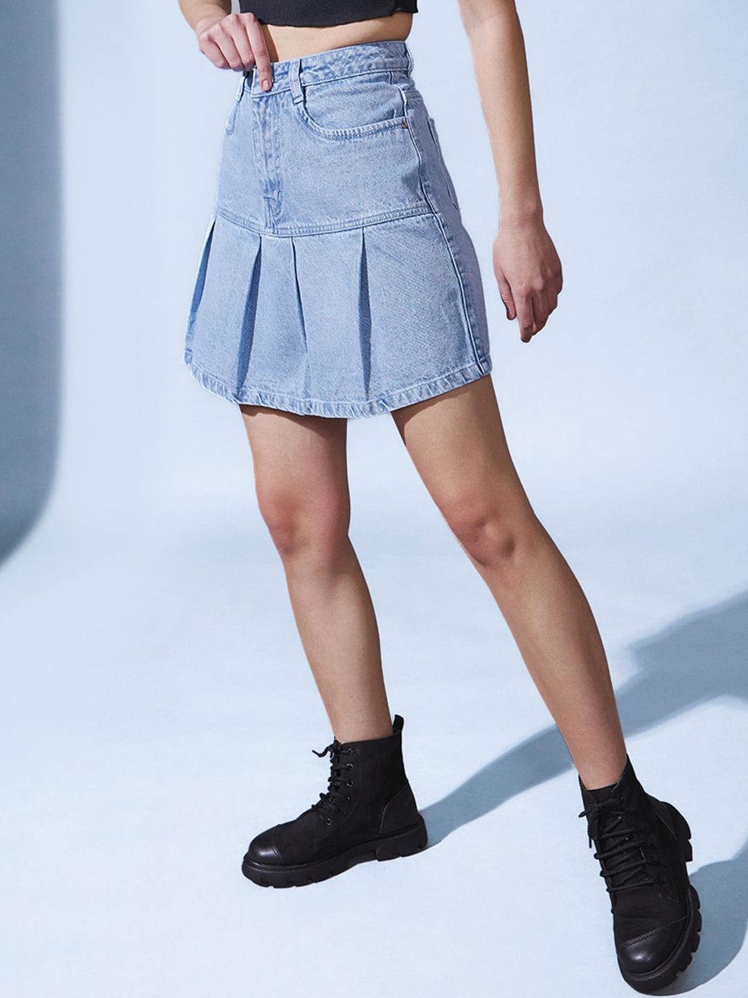 STREET 9 Denim Flared Mini Skirt