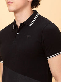 Being Human Men Colourblocked Polo Collar Applique Pure Cotton T-shirt