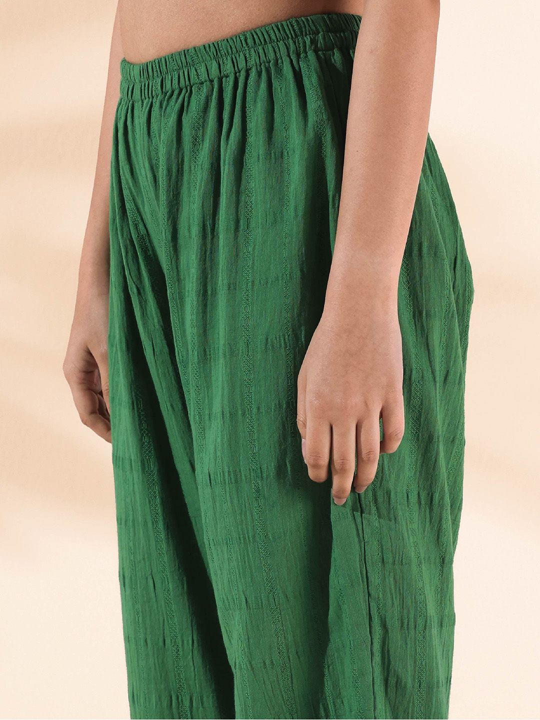 trueBrowns Malang Woven Design Pure Cotton Tunic & Trousers Co-Ords Set