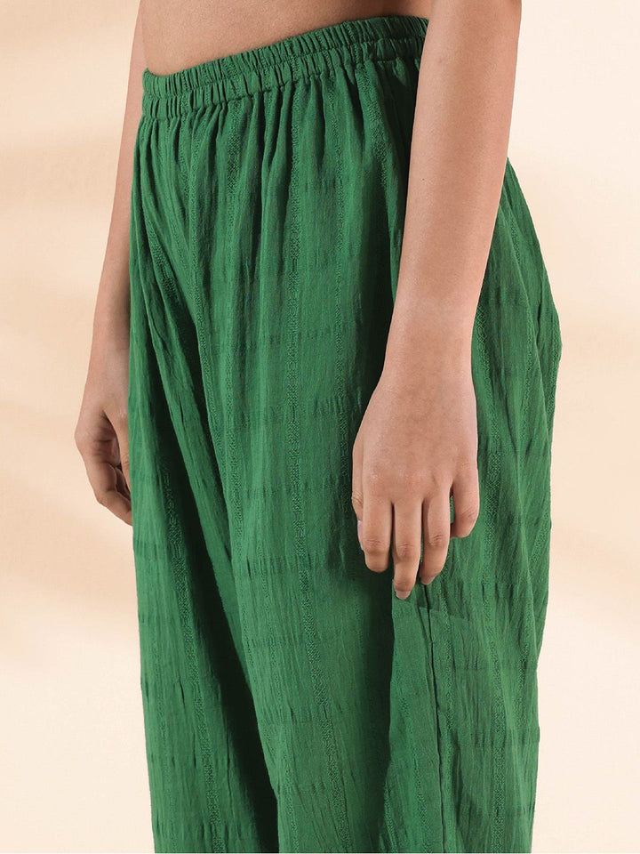 trueBrowns Malang Woven Design Pure Cotton Tunic & Trousers Co-Ords Set