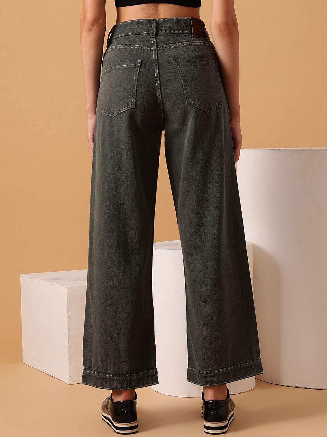 STREET 9 Women Grey Clean Look Comfort Wide Leg Jeans