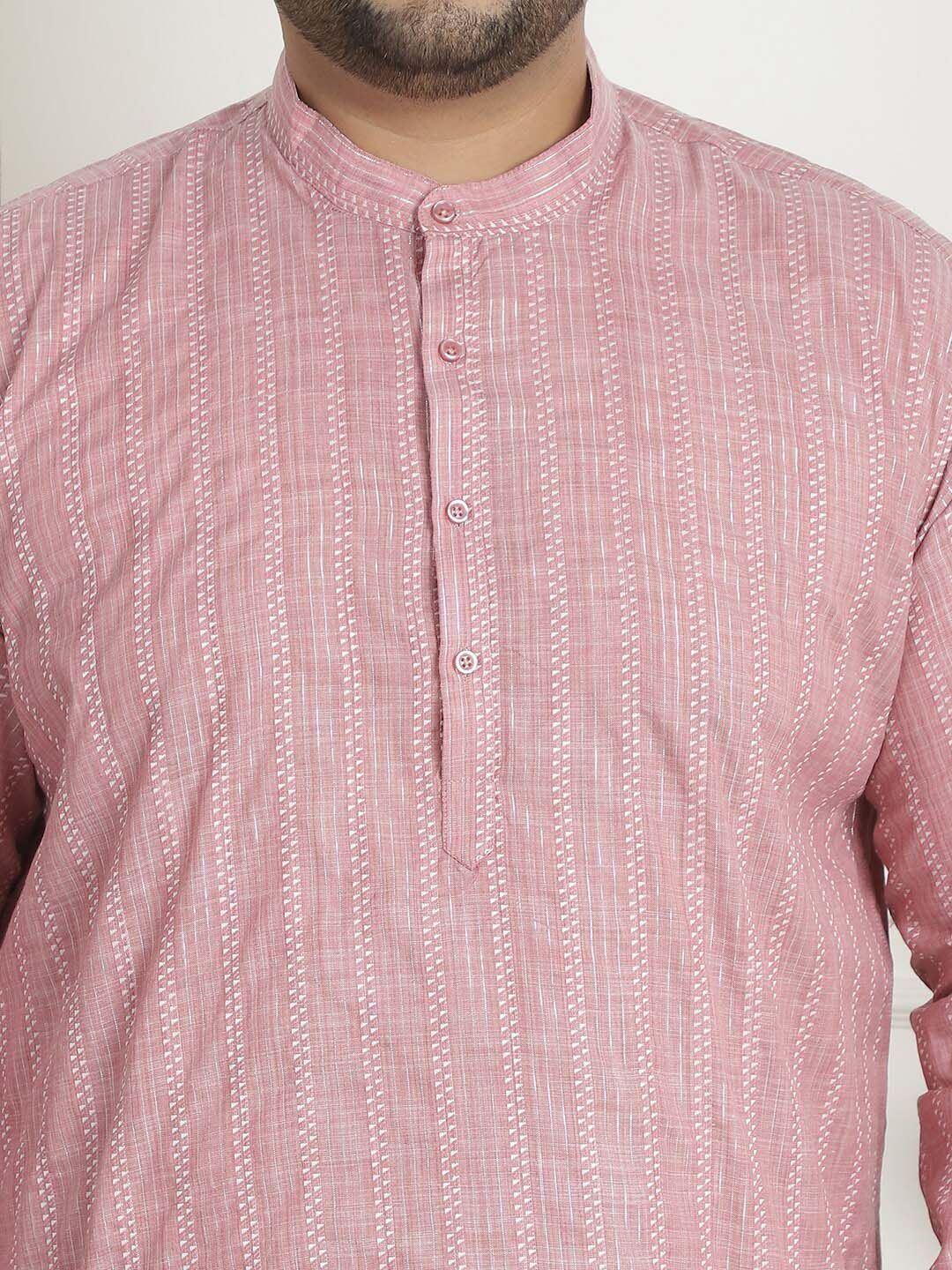 SOJANYA PLUS Plus Saiz Kolar Mandarin Berjalur Kapas Tulen Kurta A-Line