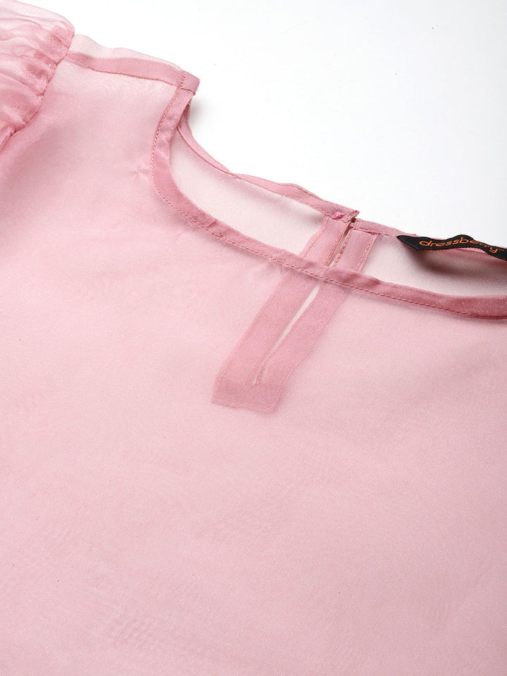 DressBerry Puff Sleeve Sheer Top