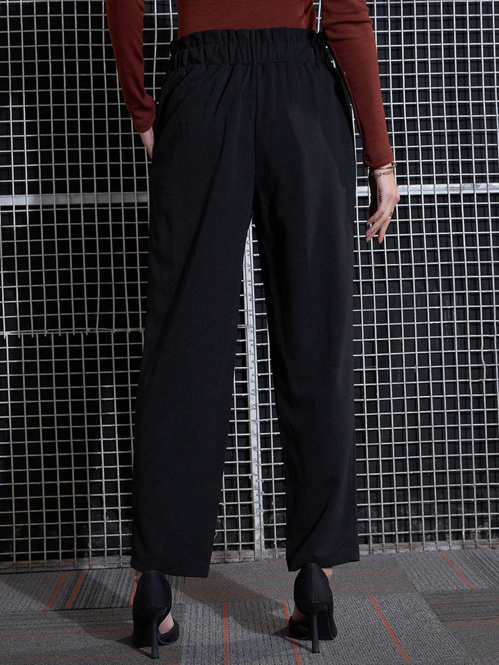 SASSAFRAS Women Black High-Rise Pleated Trousers