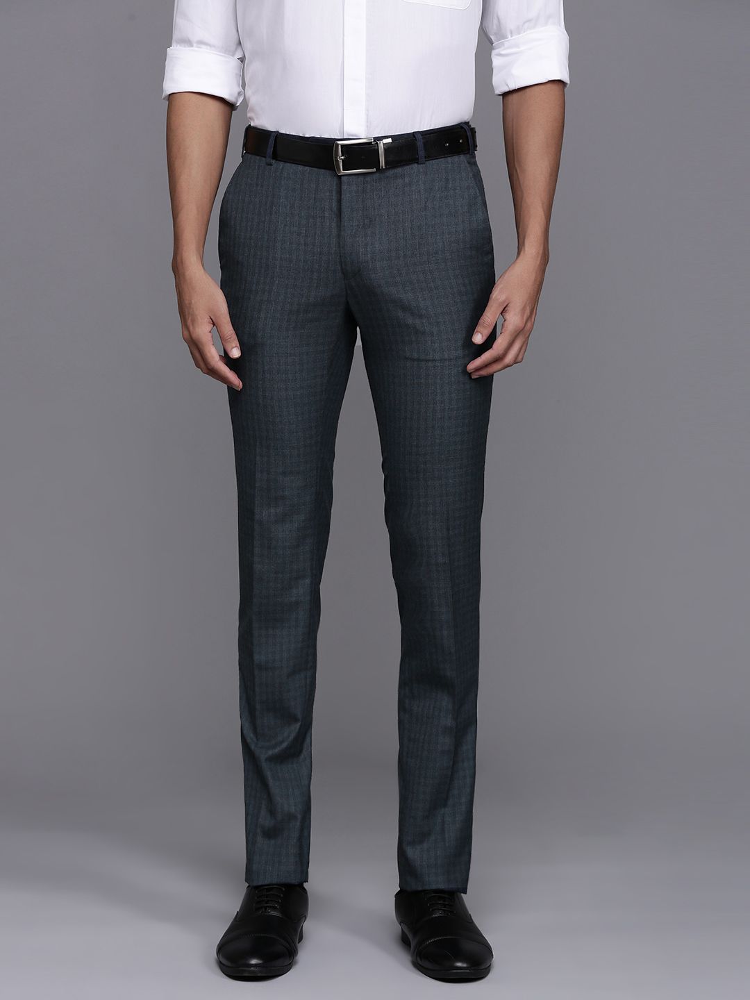 Raymond Men Checked Slim Fit Formal Trousers