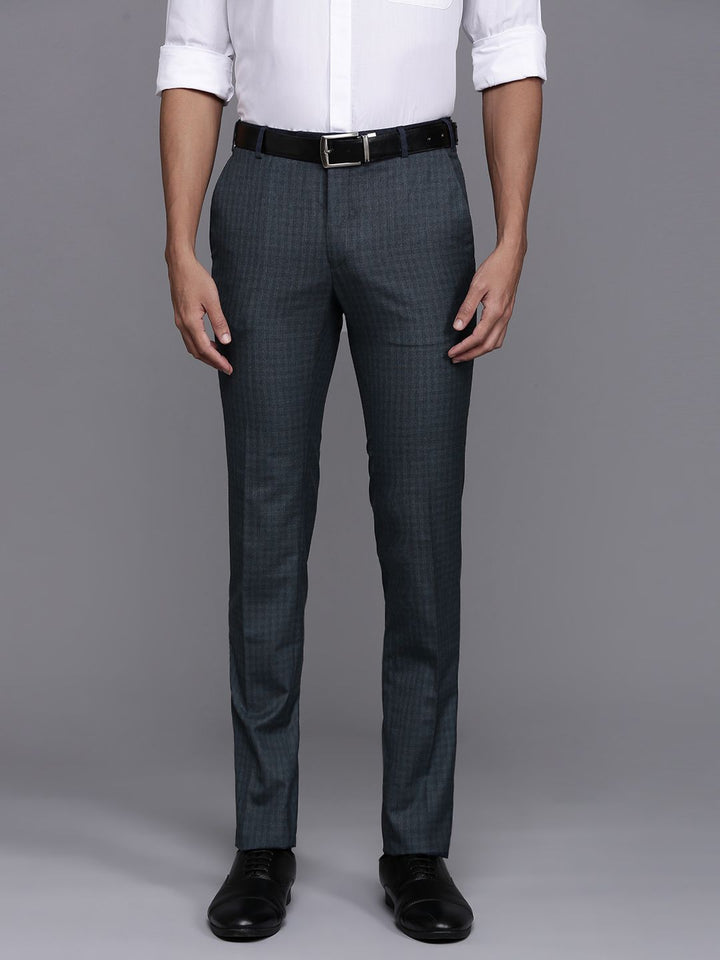 Raymond Men Checked Slim Fit Formal Trousers