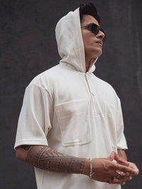 Powerlook Men Self Design Hooded Pockets T-shirt