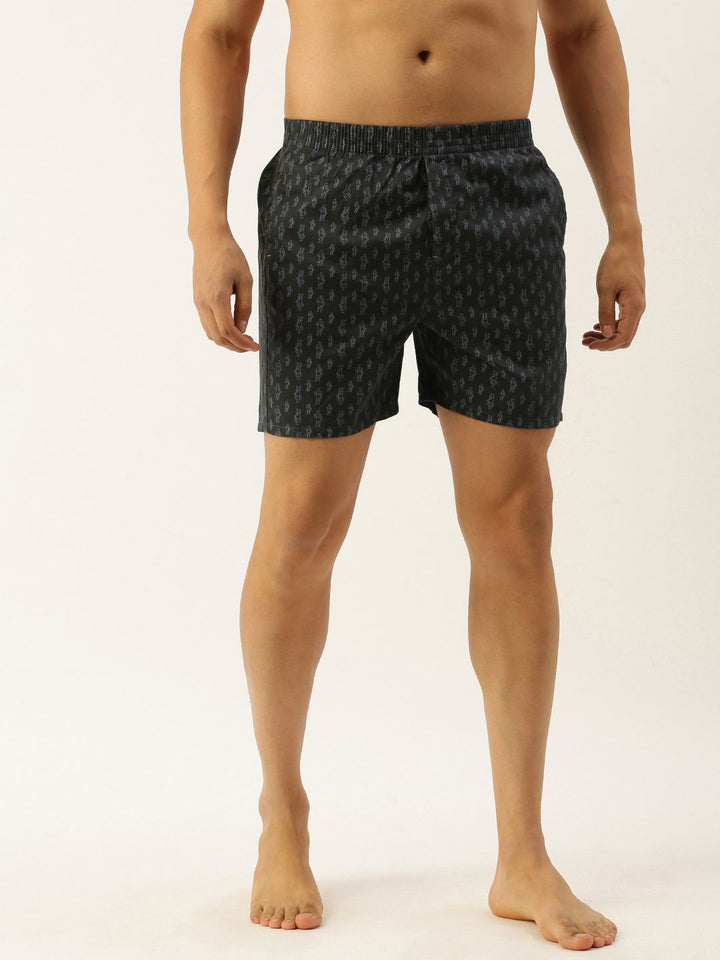 The Indian Garage Co Men Black & Grey Conversational Printed Boxers 0620-BXR05-05