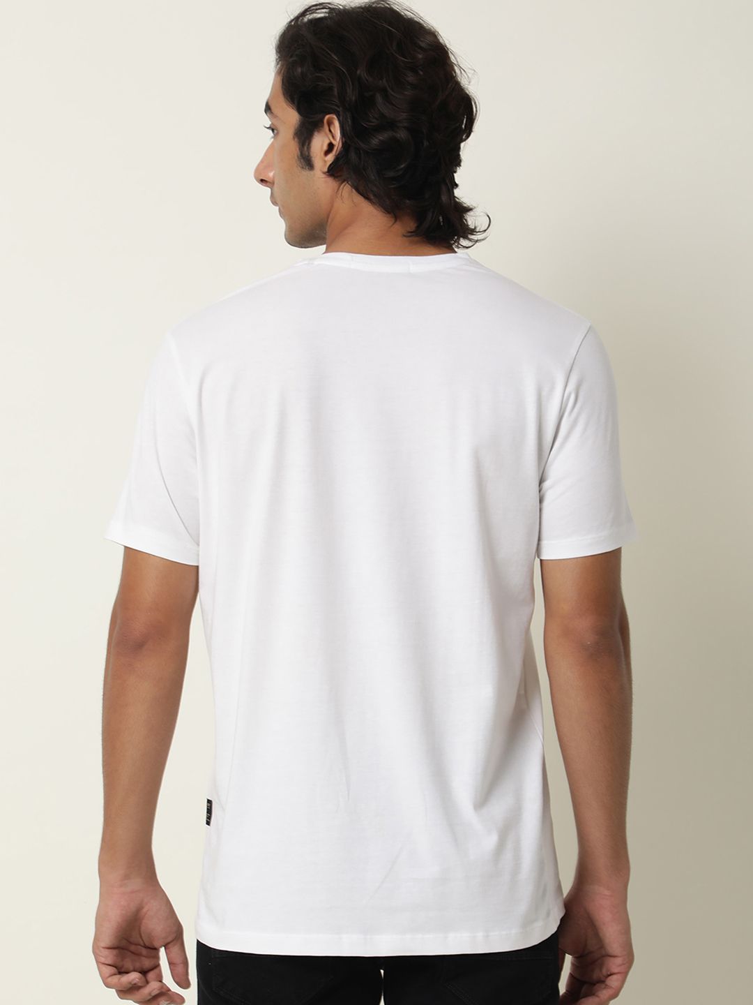 RARE RABBIT Men Gol Printed Pure Cotton Slim Fit T-Shirt