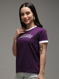 DILLINGER Women Short Sleeve Regular Fit Crew Neck Varsity Embroidery Tshirt