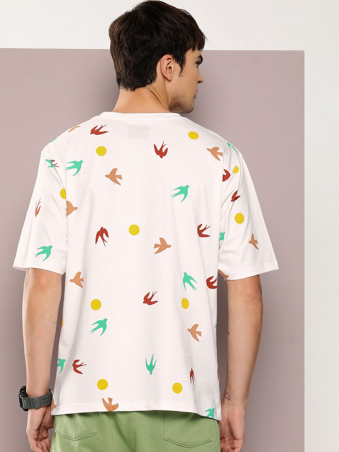 DILLINGER Men Graphic Printed Oversized Drop-Shoulder Sleeves Pure Cotton T-shirt