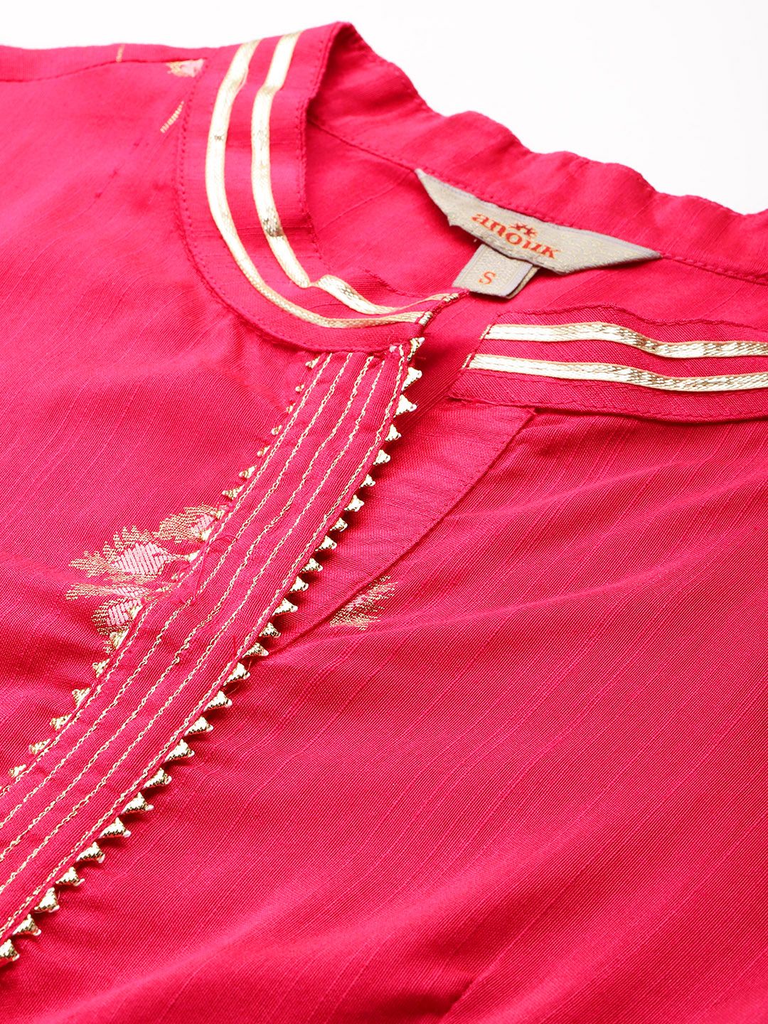Anouk Ethnic Motifs Printed Pleated Gotta Patti Kurta with Trousers
