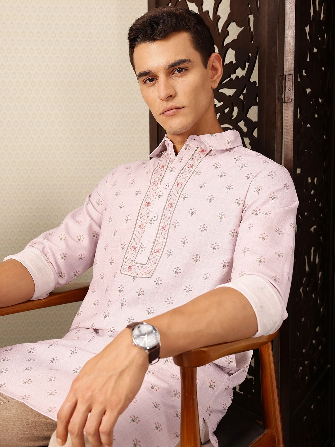 House of Pataudi Floral Printed Rozana Kurta