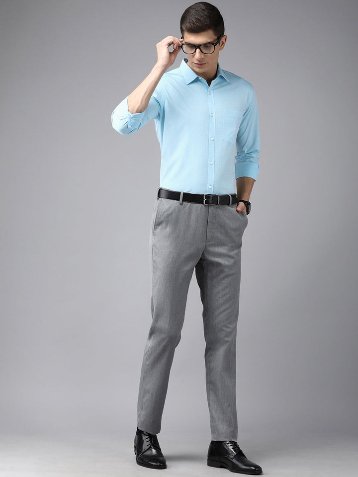 Park Avenue Men Blue & White Slim Fit Printed Formal Shirt