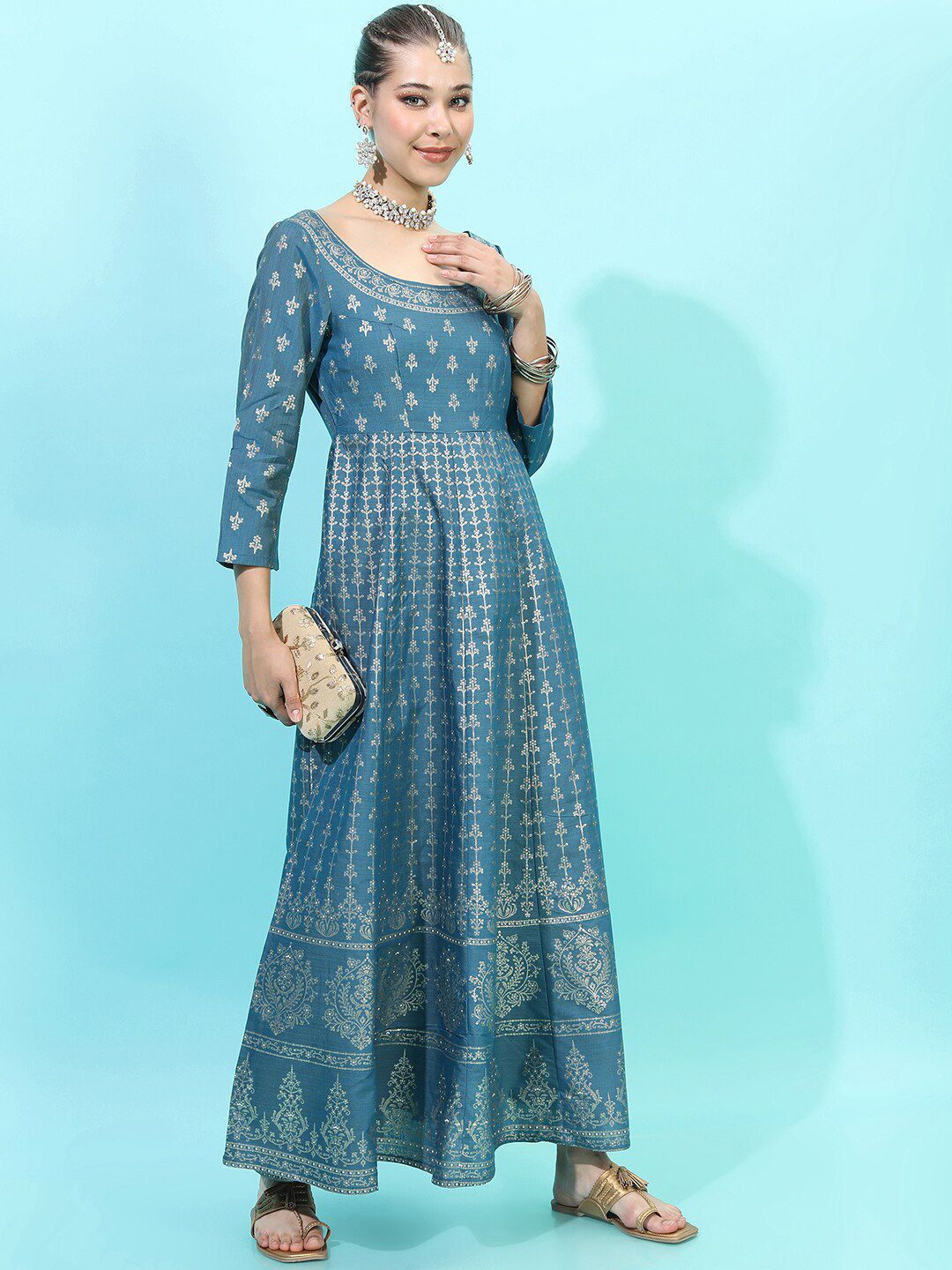 Vishudh Women Anarkali Maxi Dress With Dupatta