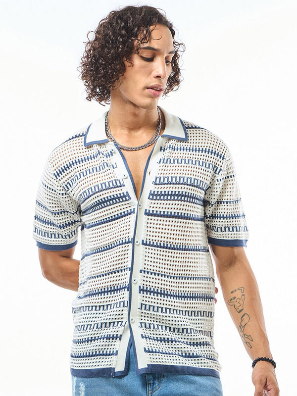 Bewakoof Self Design Cotton Sheer Casual Shirt