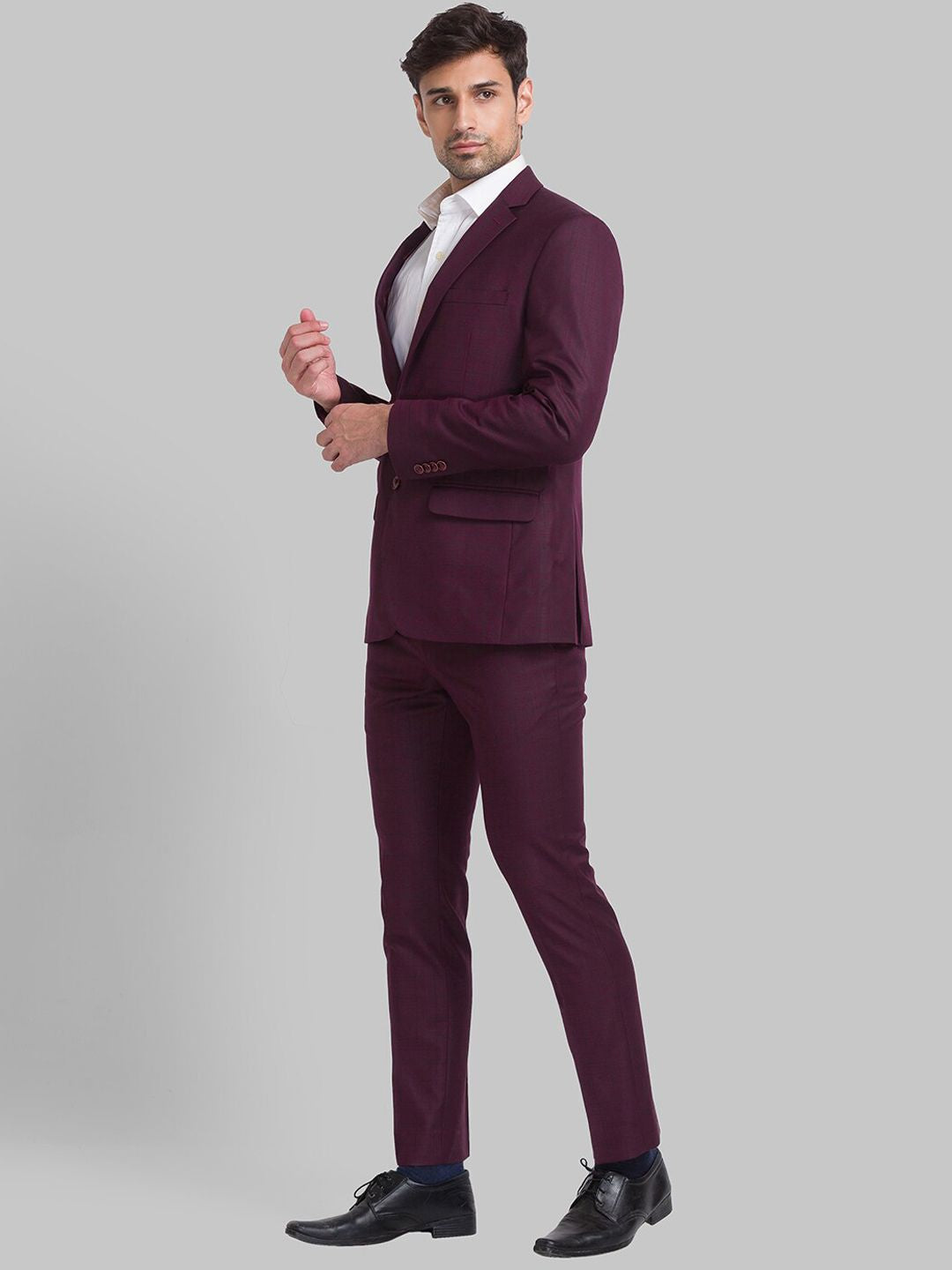 Park Avenue Men Checked Super 2 Piece Formal Suit
