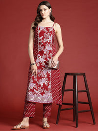 Anouk Floral Printed Regular Kurta with Trousers