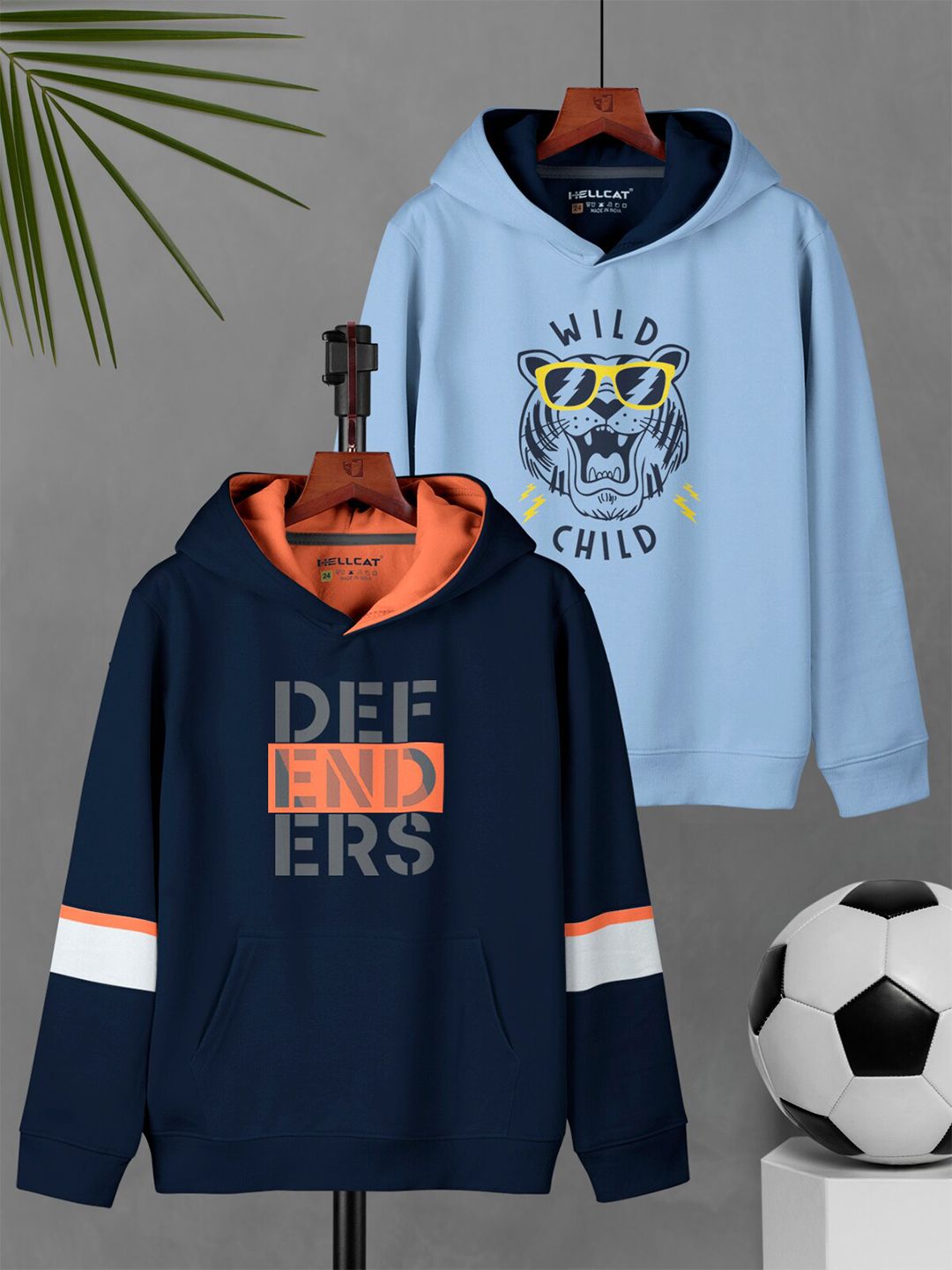 HELLCAT Boys Pack Of 2 Printed Hooded Sweatshirt