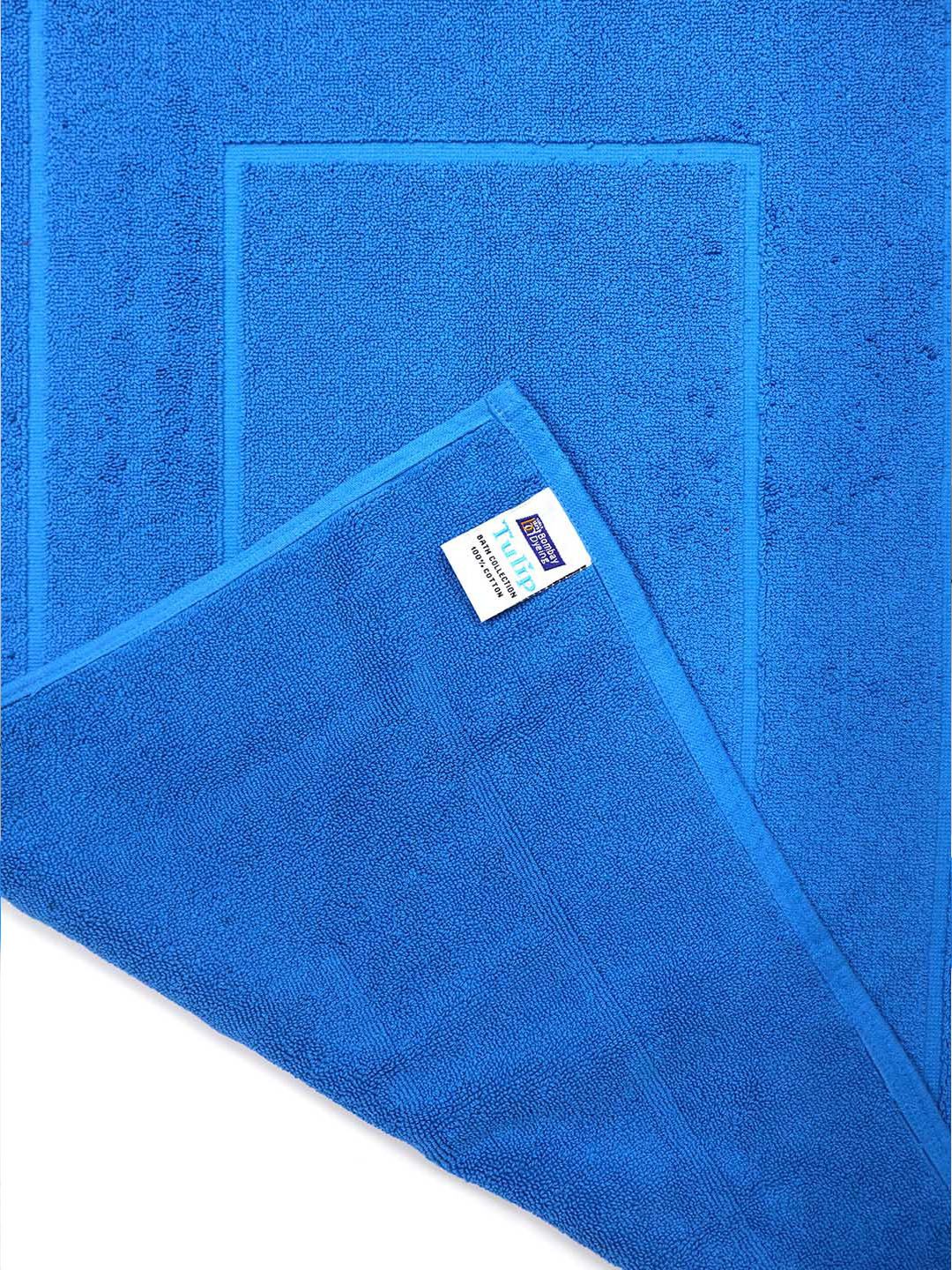 BOMBAY DYEING Blue Pure Cotton Anti Skid 450 GSM Bath Rugs