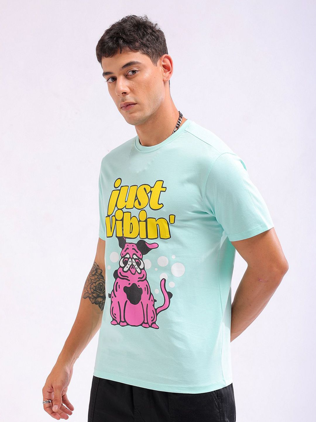 The Indian Garage Co Men Graphic Printed Round Neck Slim Fit T-shirt