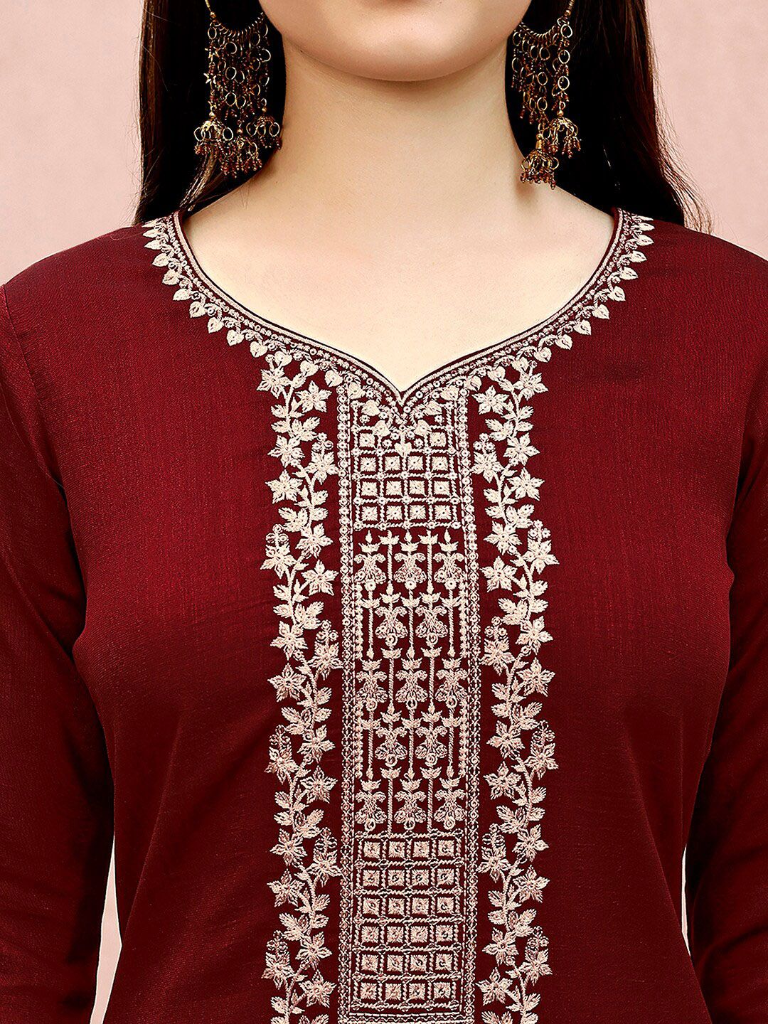 KALINI Floral Embroidered Sequinned Kurta With Trousers & Dupatta