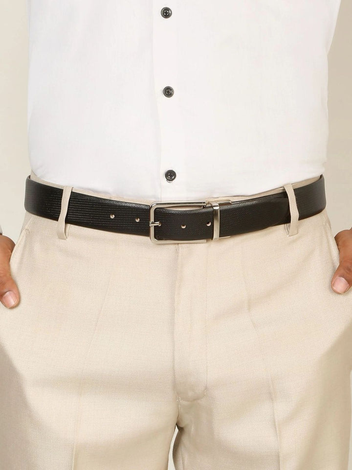 Teakwood Leathers Men Textured Leather Reversible Belt