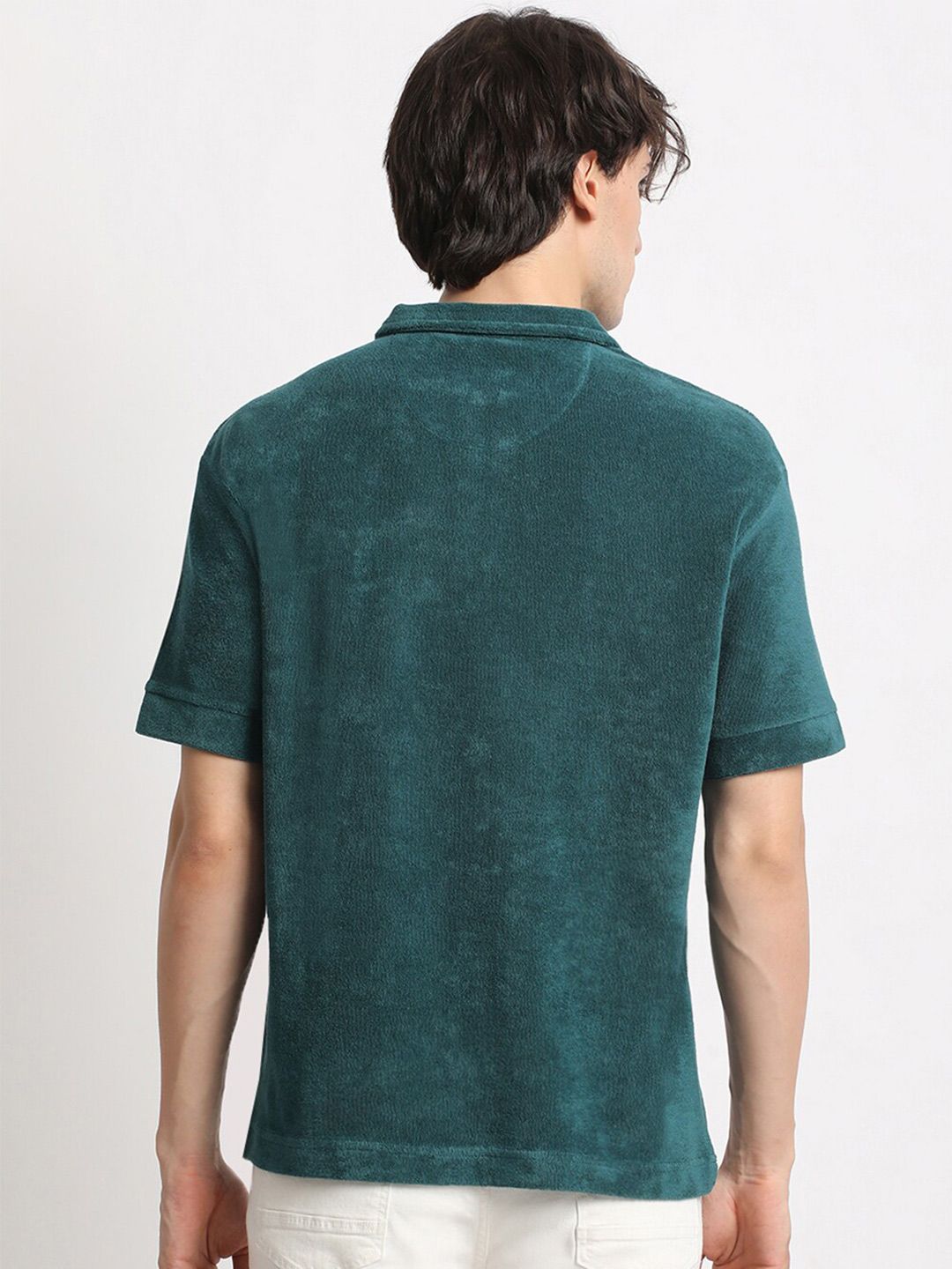 THE BEAR HOUSE Men Solid Polo Collar Relaxed Fit T-shirt