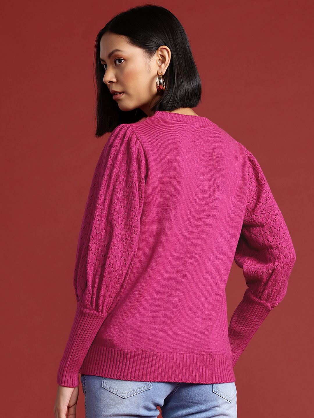 all about you Knitted Puff Sleeves Pullover