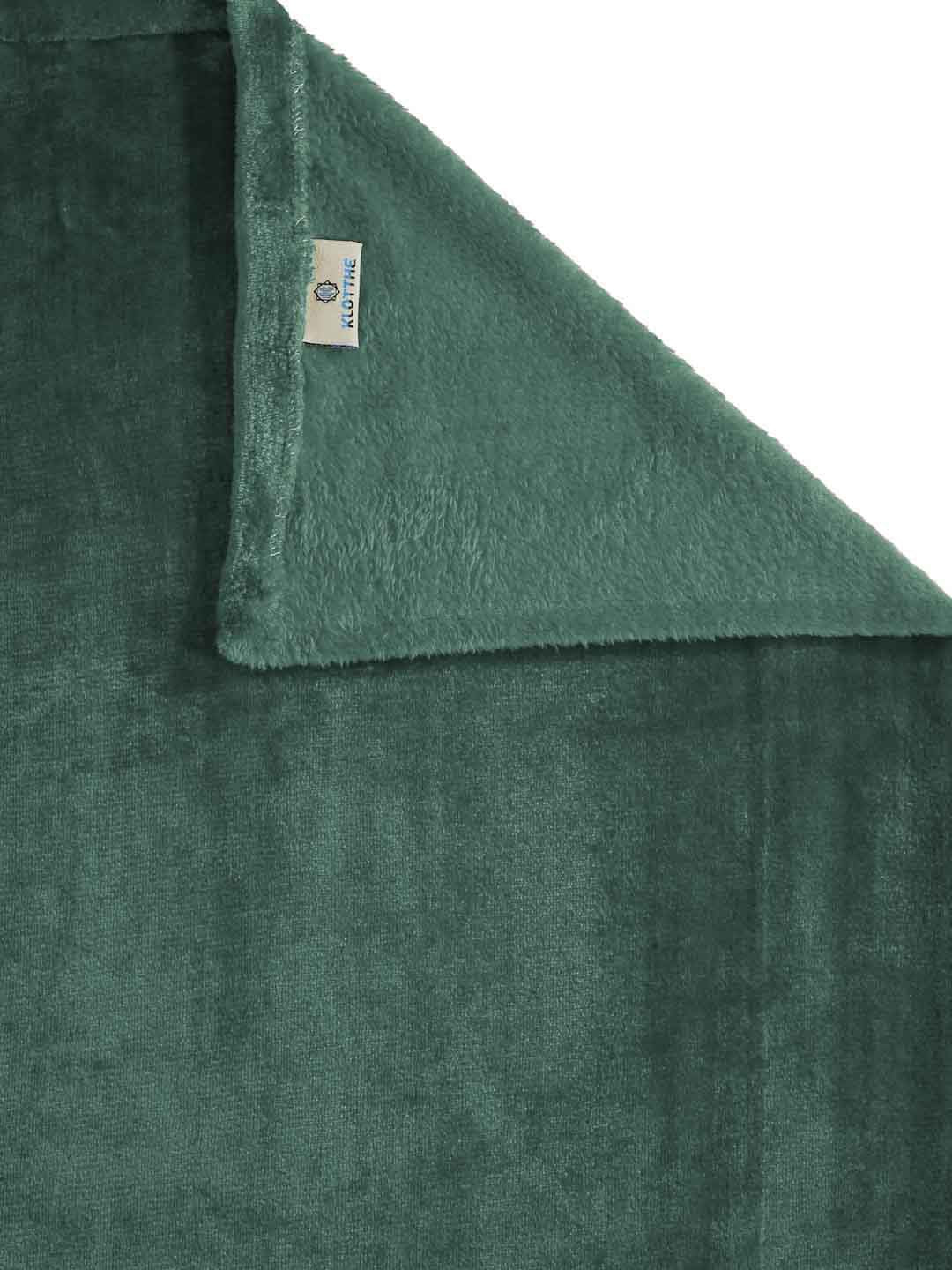 KLOTTHE Green 300 TC Wool Double Bed Bedsheet With 2 Pillow Covers