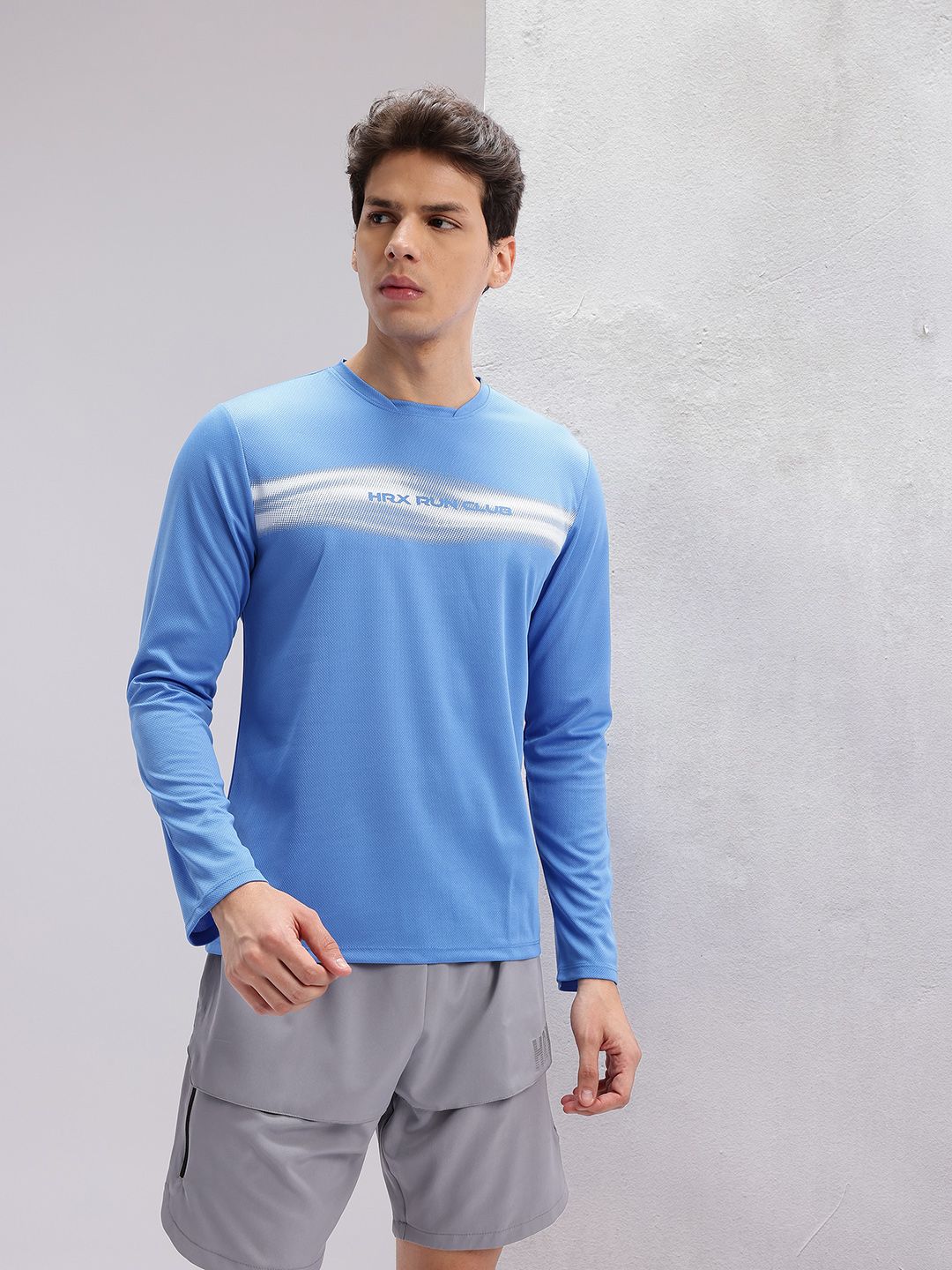HRX by Hrithik Roshan Men Brand Logo Striped Rapid-Dry Running T-shirt