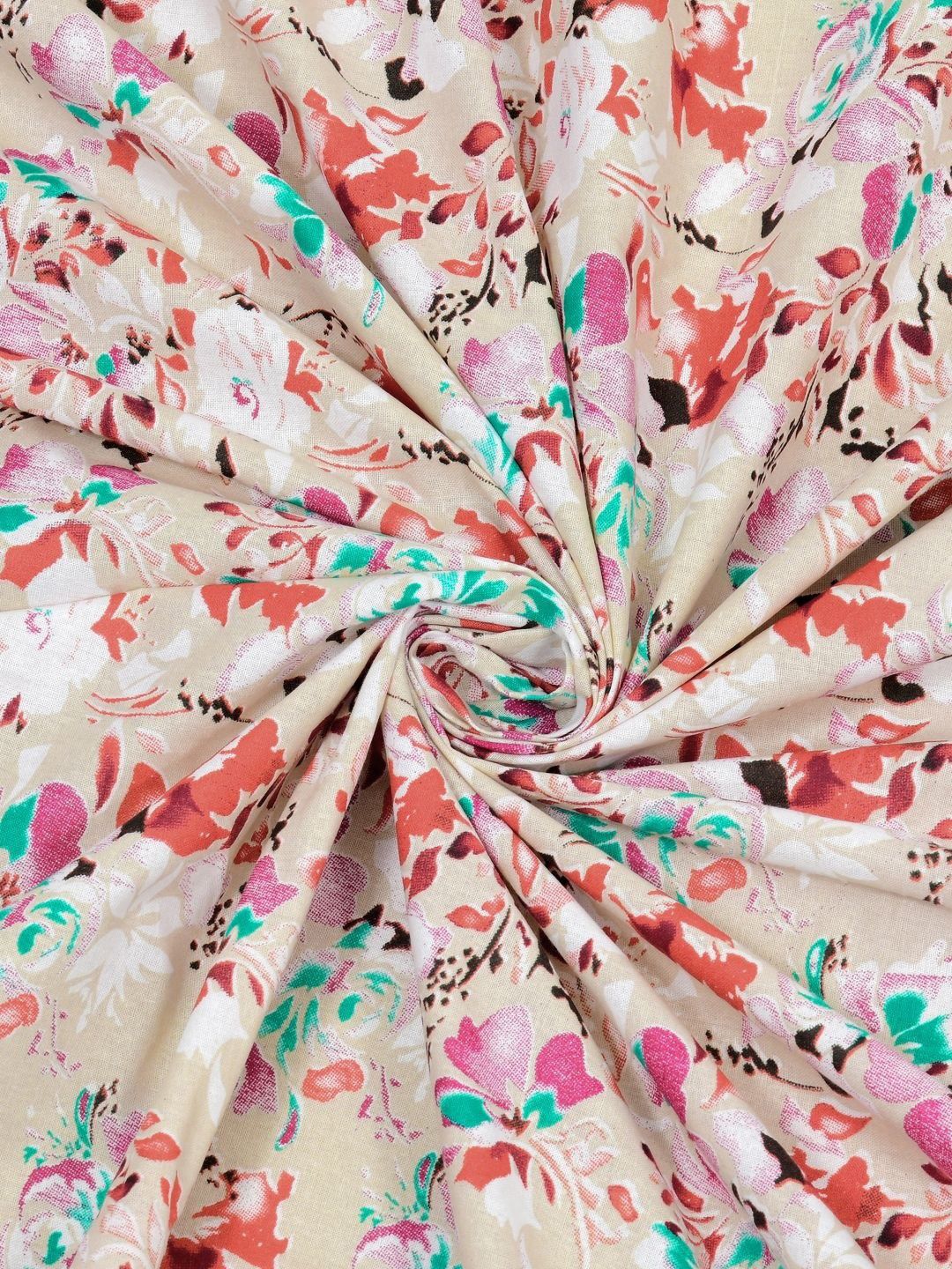 BOMBAY DYEING Dream Lover Brown Floral 104 TC Cotton Queen Bedsheet Set-2.24 m X 2.54 m