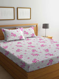KLOTTHE Kelabu Kapas Bunga 300 TC Dilengkapi Cadar King Halus dengan 2 Sarung Bantal-250 x 225 cm