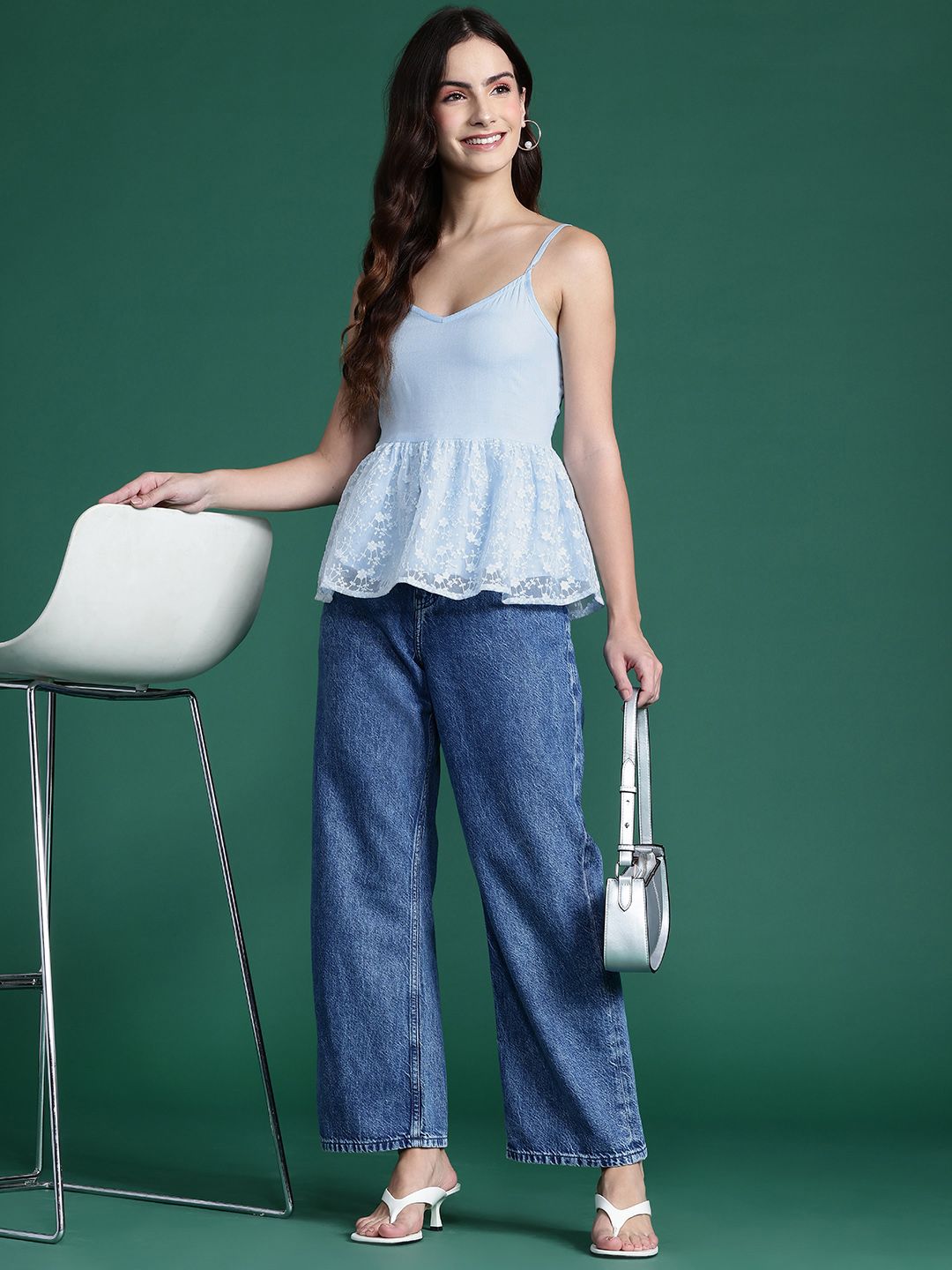 DressBerry Embroidered Lace Empire Top