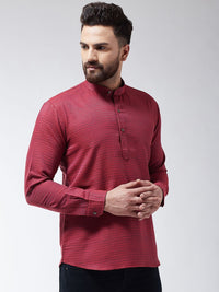 SOJANYA Men Maroon Woven Design Straight Kurta
