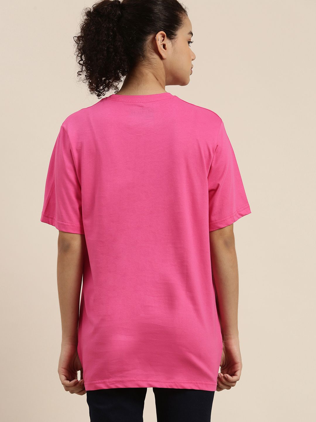 DILLINGER Women Pink Loose Pure Cotton T-shirt