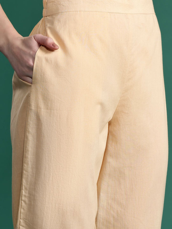 Indo Era Floral Embroidered Sequinned Linen Kurta with Trousers & With Dupatta