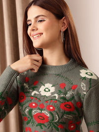 STREET 9 Self Design Acrylic Crop Pullover