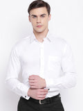 Hancock Men White Solid Cuff Cuff Slim Fit Cotton Formal Shirt