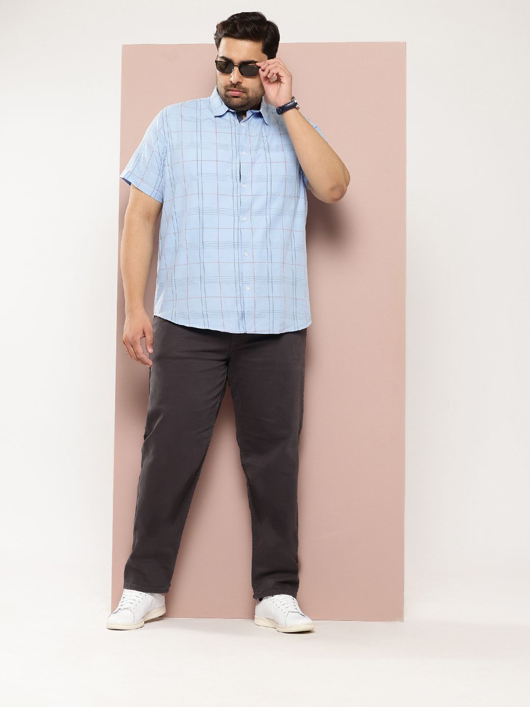 Thomas Scott Plus Size Premium Checked Pure Cotton Casual Shirt