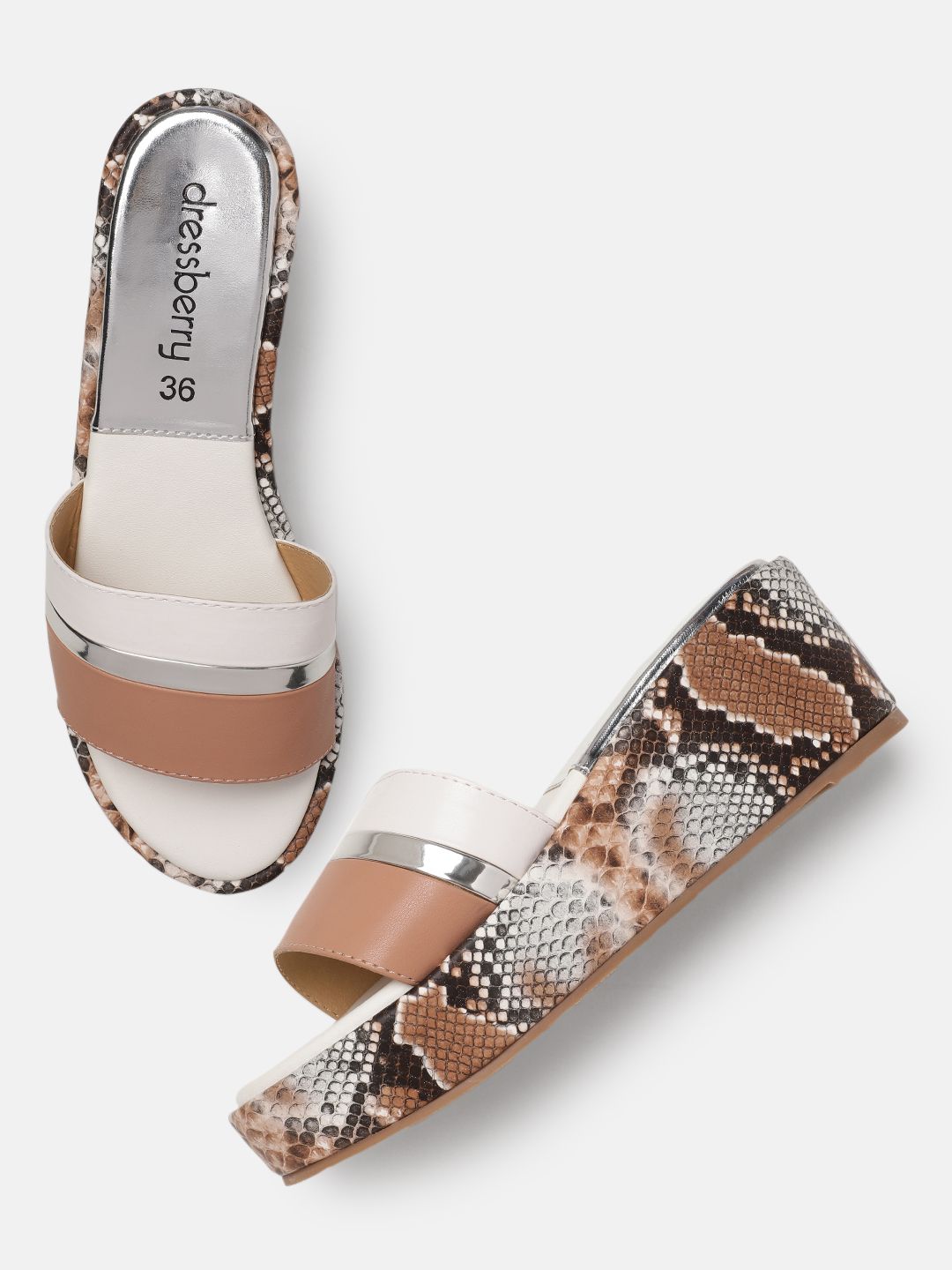 DressBerry Snake Skin Print Platform Sandals