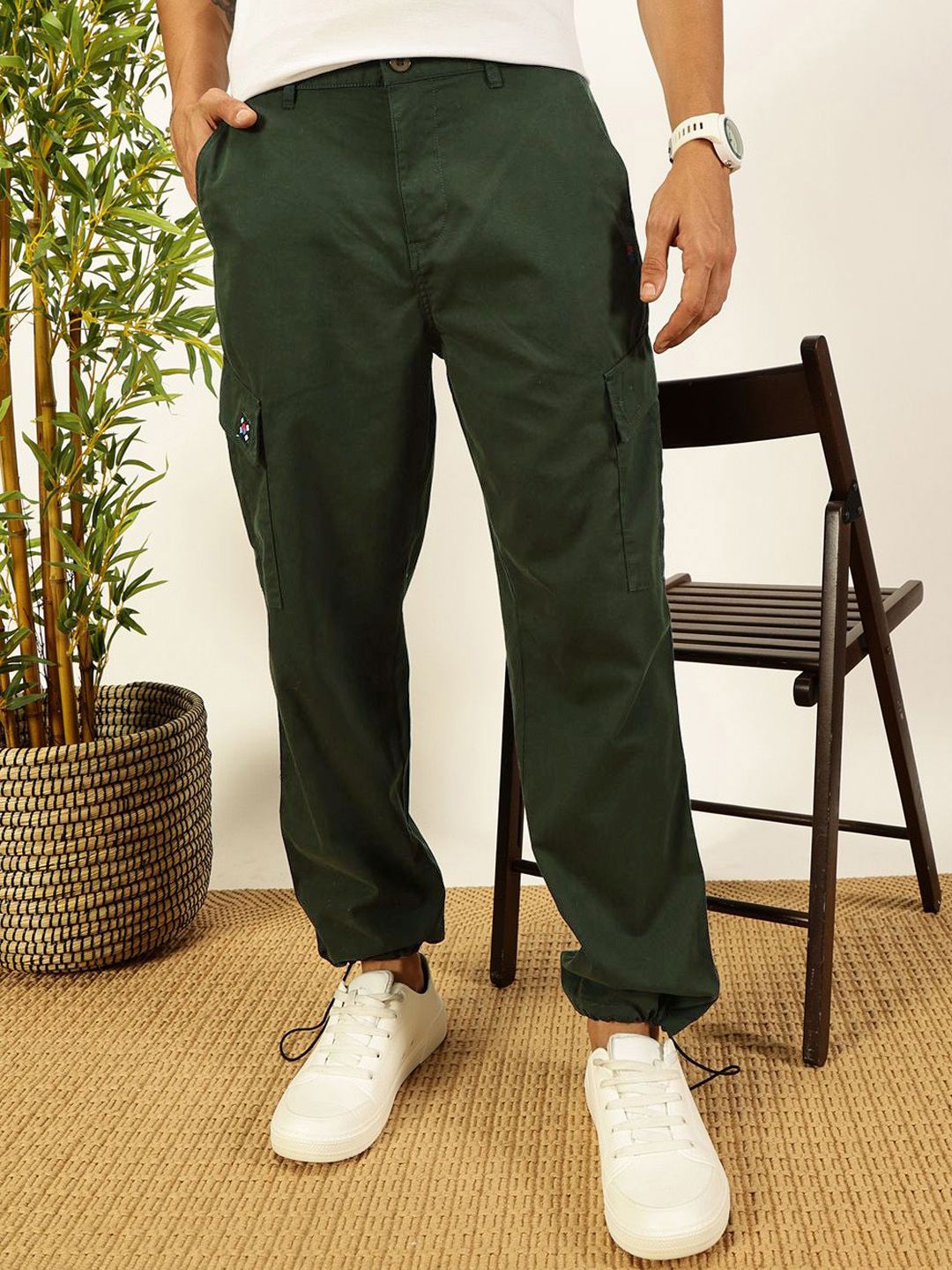 Thomas Scott Men Smart Parachute Pure Cotton Cargo Trouser