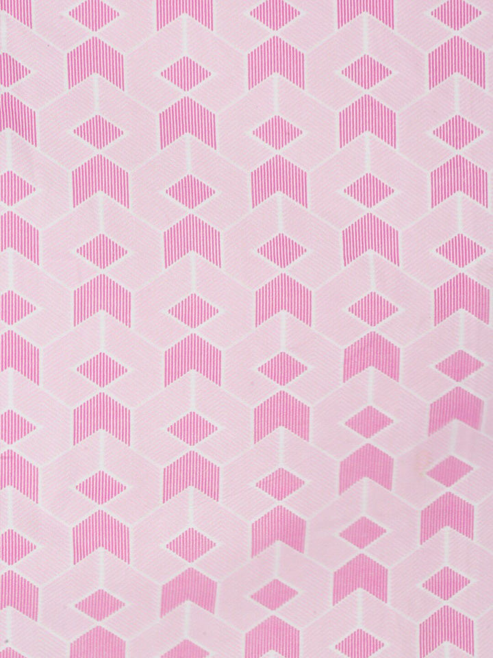 KLOTTHE Pink Geometric Cotton 300 TC King Fine Bedsheet with 2 Pillow Covers-98 x 87 inches