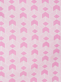 KLOTTHE Pink Geometric Cotton 300 TC King Fine Bedsheet with 2 Pillow Covers-98 x 87 inches