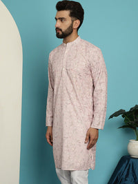 SOJANYA Geometric Mandarin Collar Pure Cotton Kurta