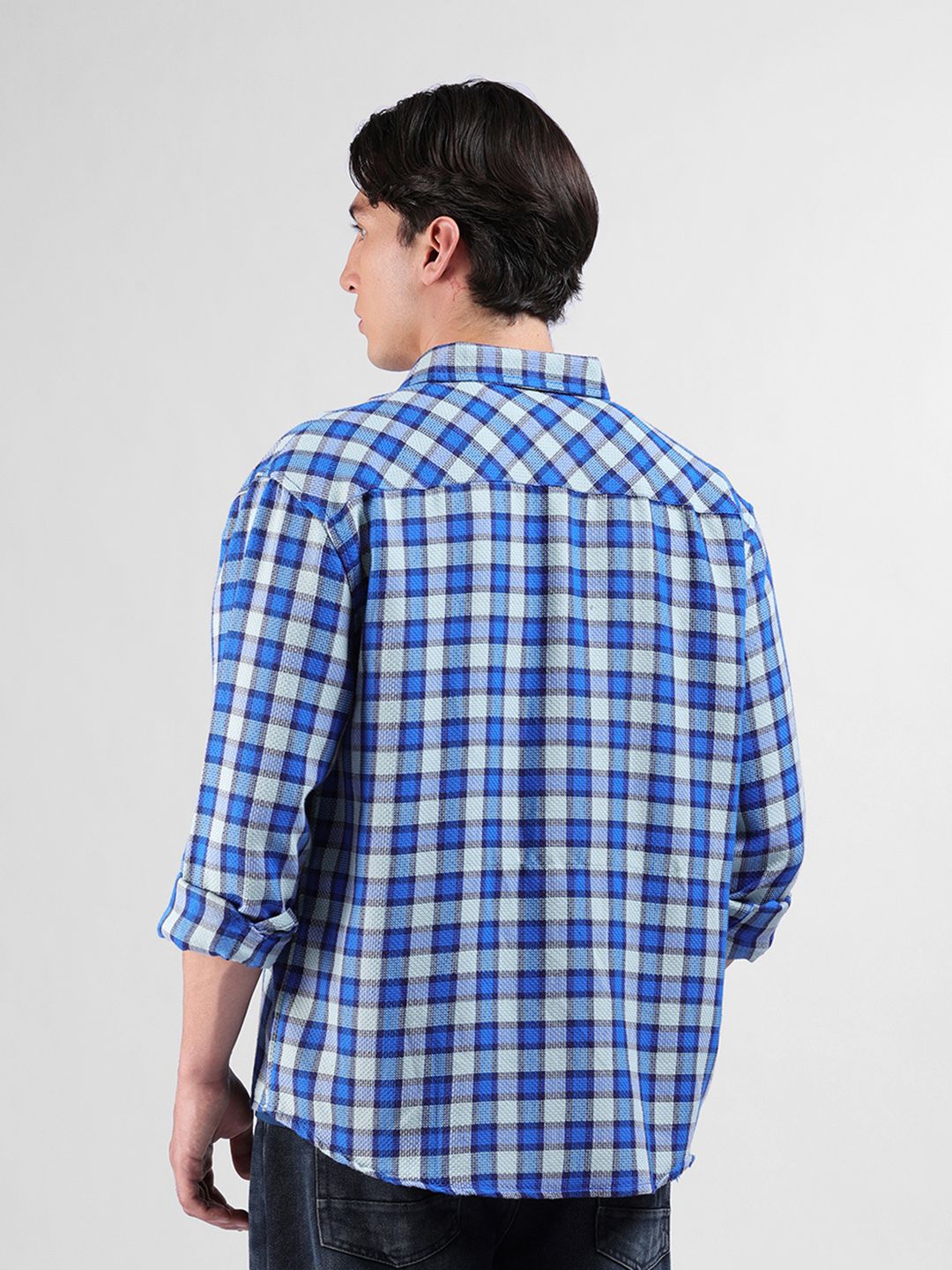 The Indian Garage Co Men Relaxed Fit Checkered Dobby Casual Shirt