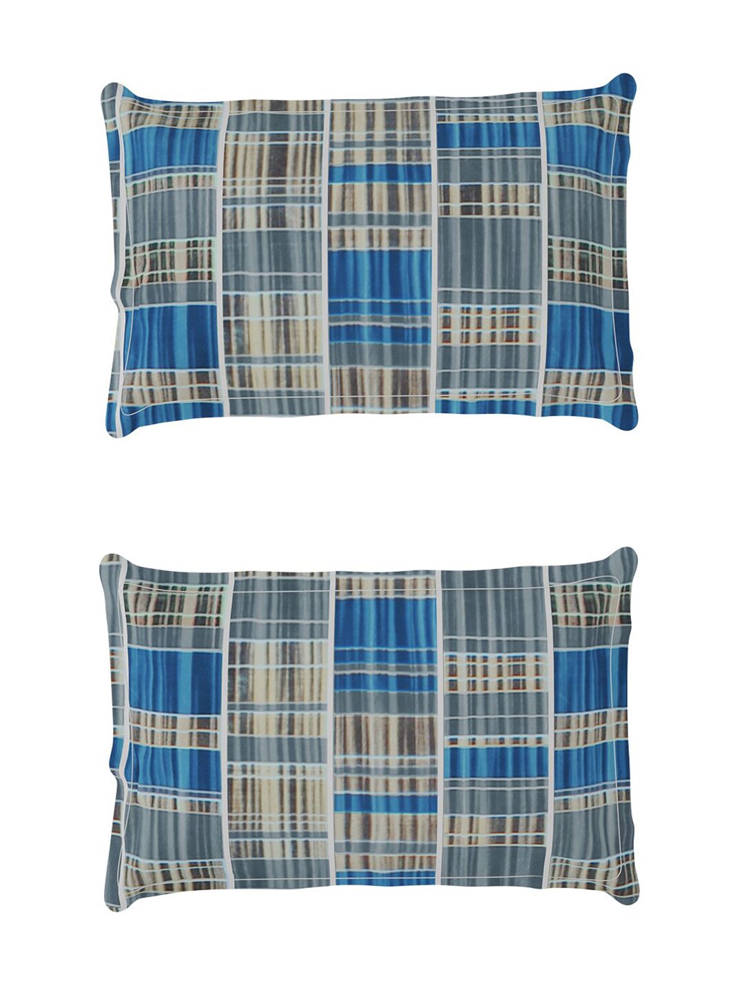 Story@home Grey & Blue Geometric 180 TC Flat Queen Bedsheet with 2 Pillow Covers